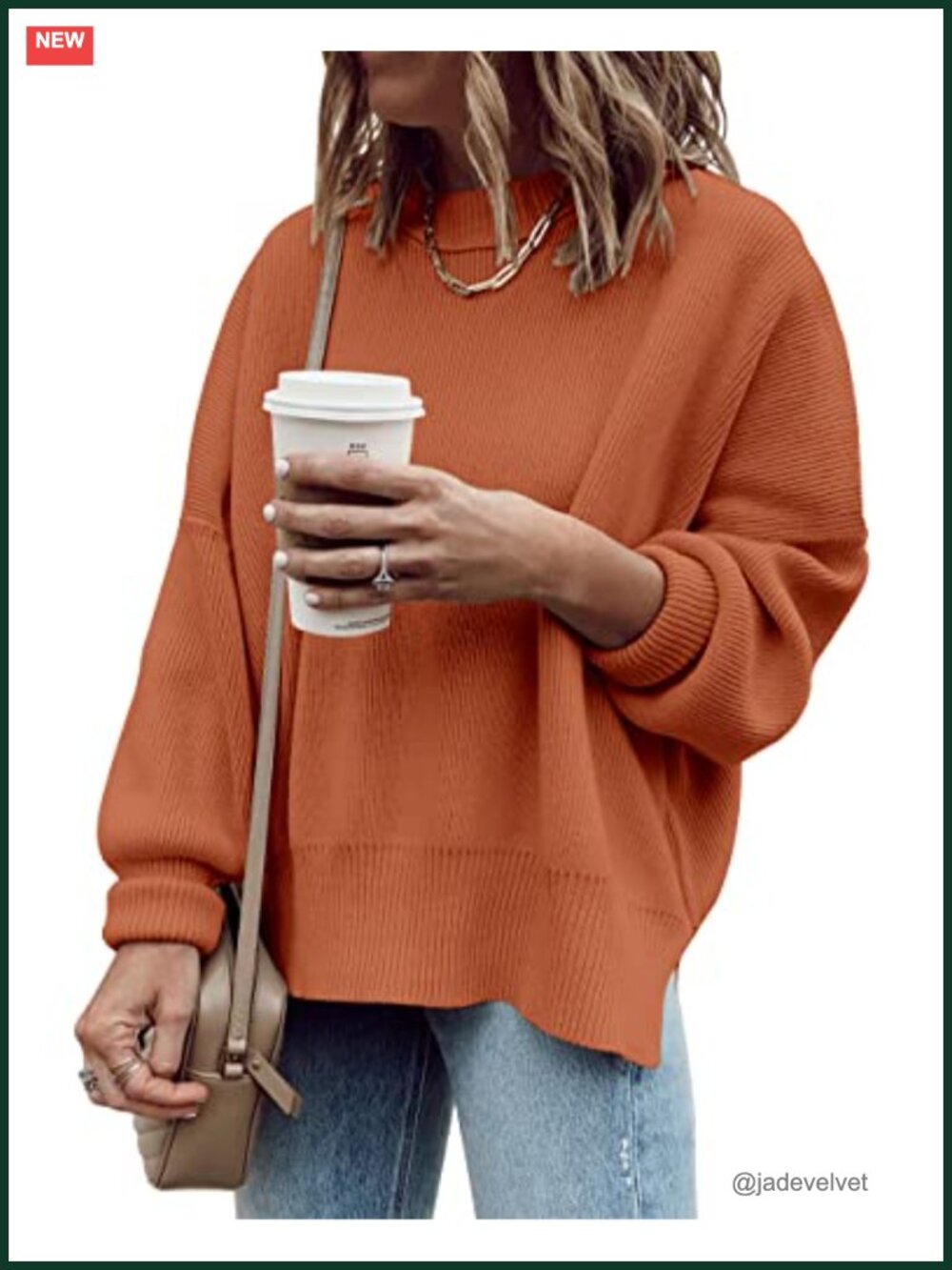 Oversized Tunic Sweater Ribbed Knit Crewneck Pullover Loose Fit